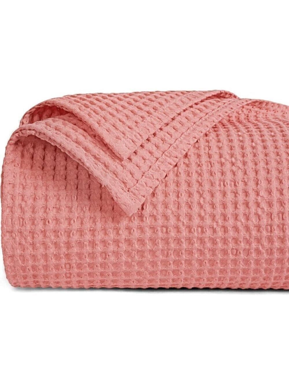 COTTON Waffle Weave Blanket King Size Pink Soft Lightweight Bed Blanket NWT - Picture 2 of 8